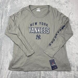 NWT New York Yankees Shirt Womens 3XL Gray Fanatics MLB Baseball Sports Pullover